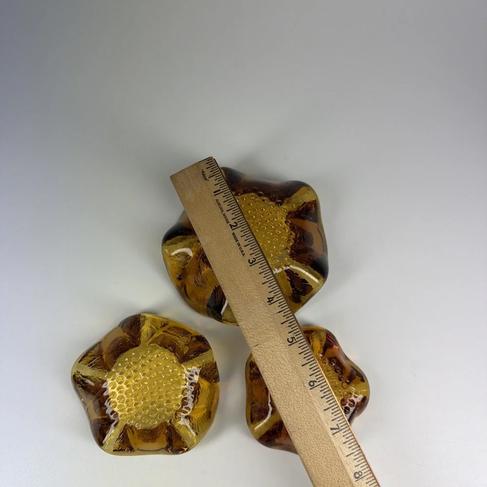 Murano Art Glass Vintage Nesting Stackable Bowls Amber